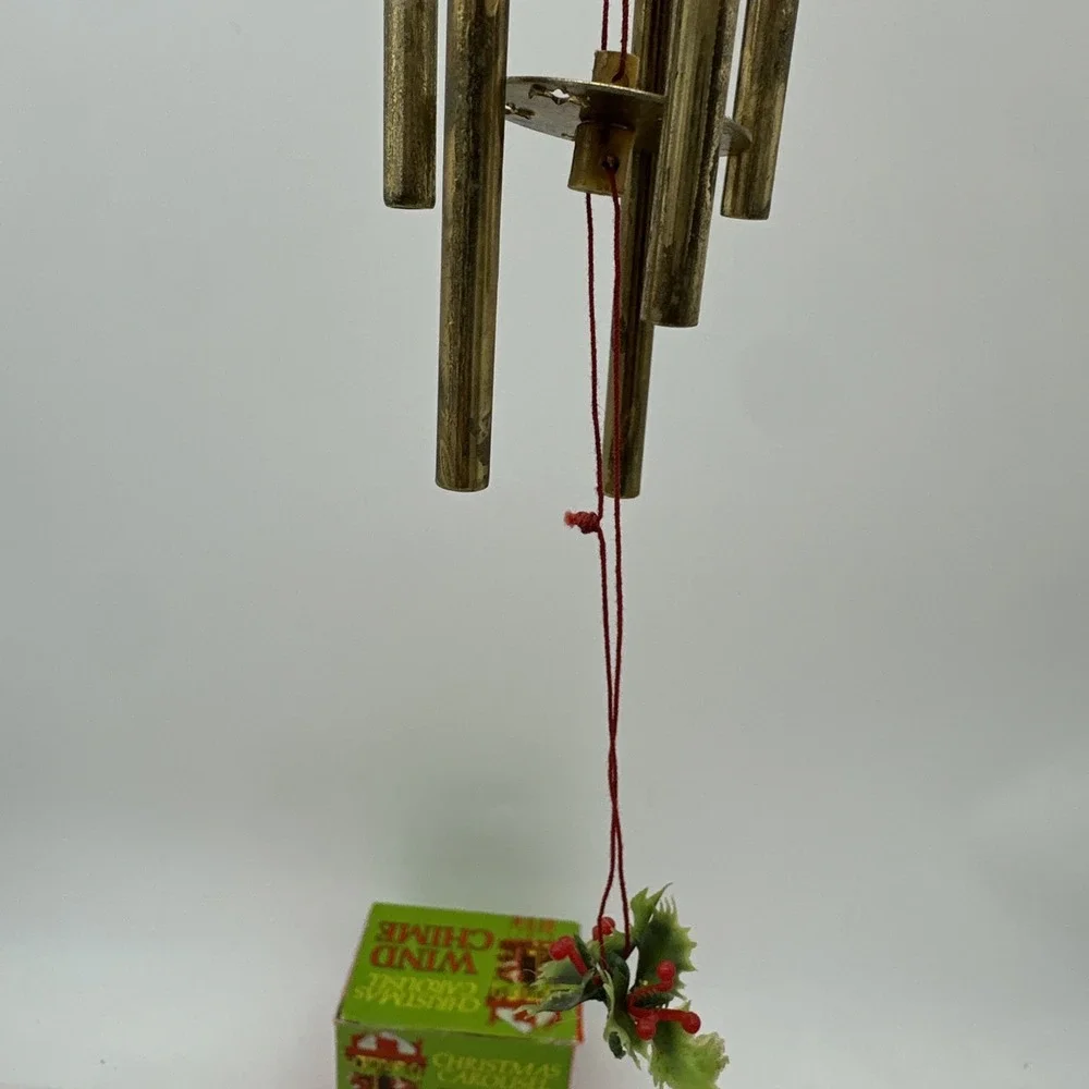 Vintage Wind Chime Christmas Ornament  Santa Riding Reindeer Carousel 1974 w/box